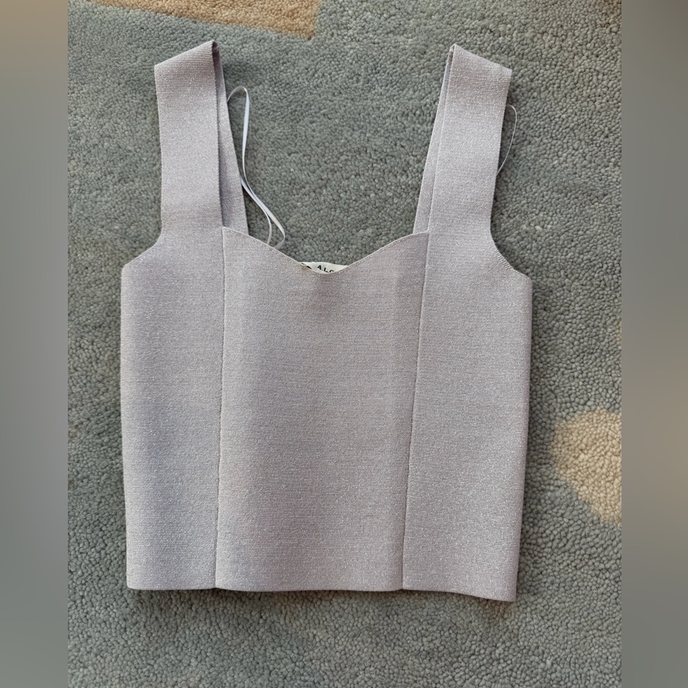 A.L.C. Shimmery Lilac Square-Neck Crop Camisole